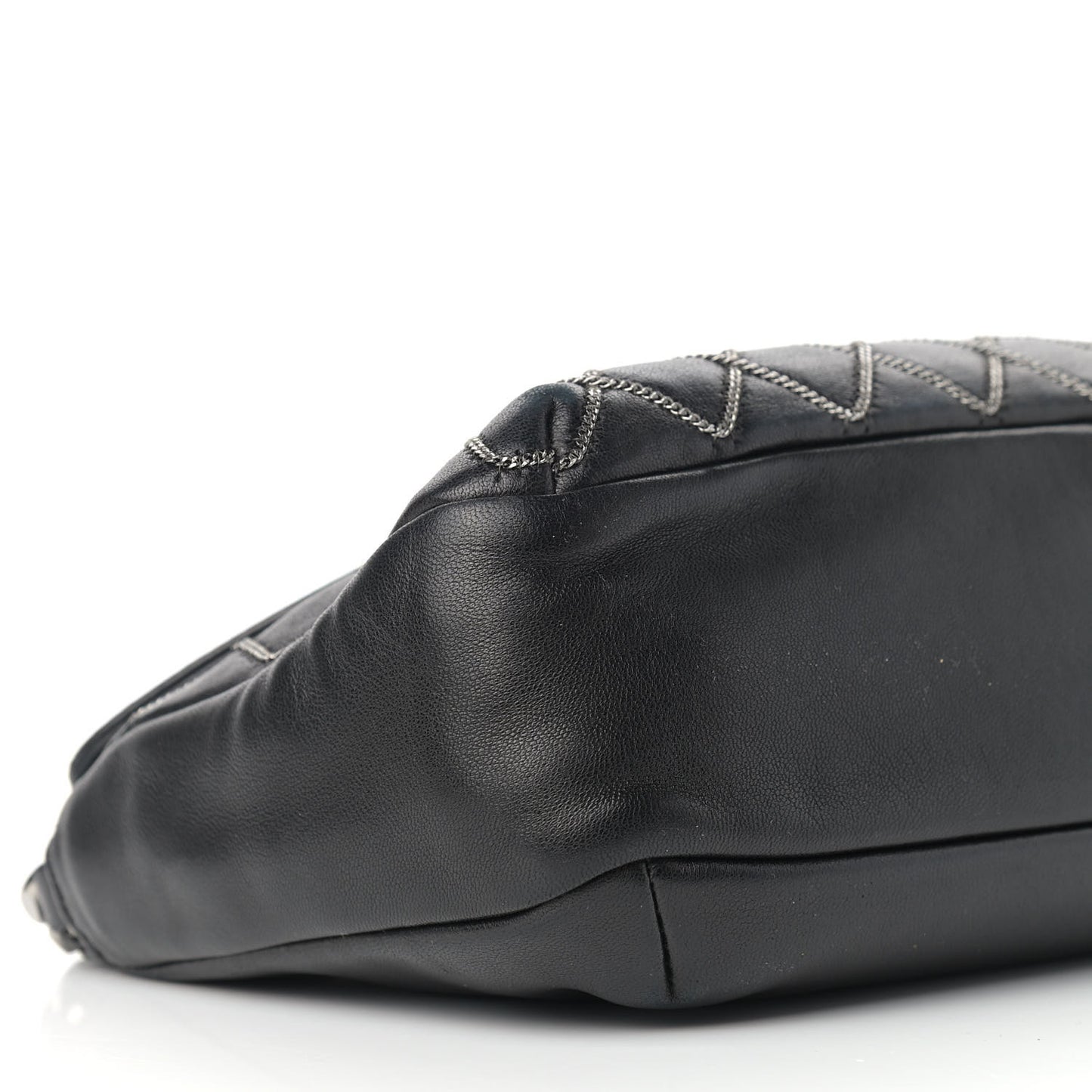 Lambskin Chain Stitch Clutch Black