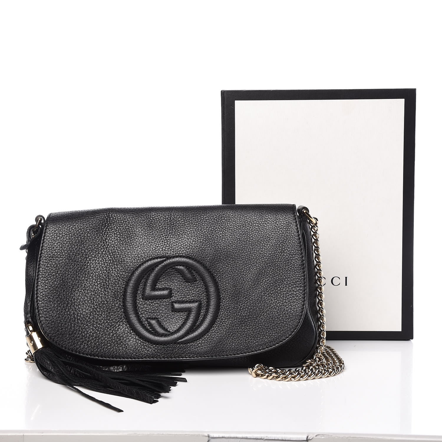 Gucci Pebbled Calfskin Medium Soho Flap Crossbody Black 17 of 17