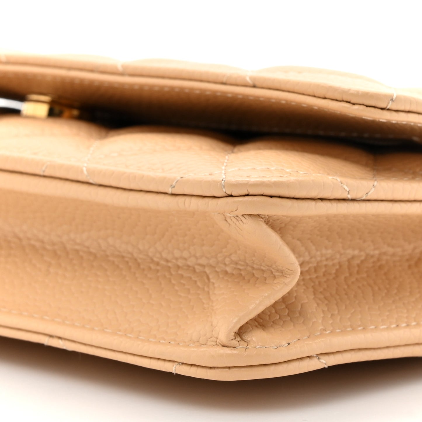 Caviar Quilted Wallet on Chain WOC Beige Clair