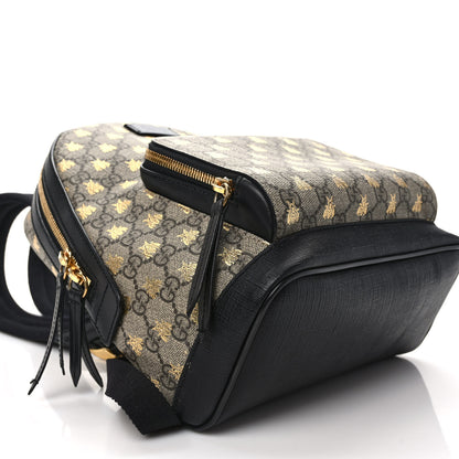 Gucci GG Supreme Monogram Bees Print Small Day Backpack Beige Oro Black 8 of 11