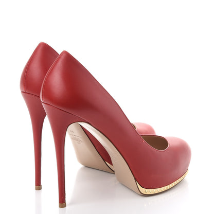 Valentino Garavani Calfskin Rockstud Platform Pumps 39 Red 4 of 12