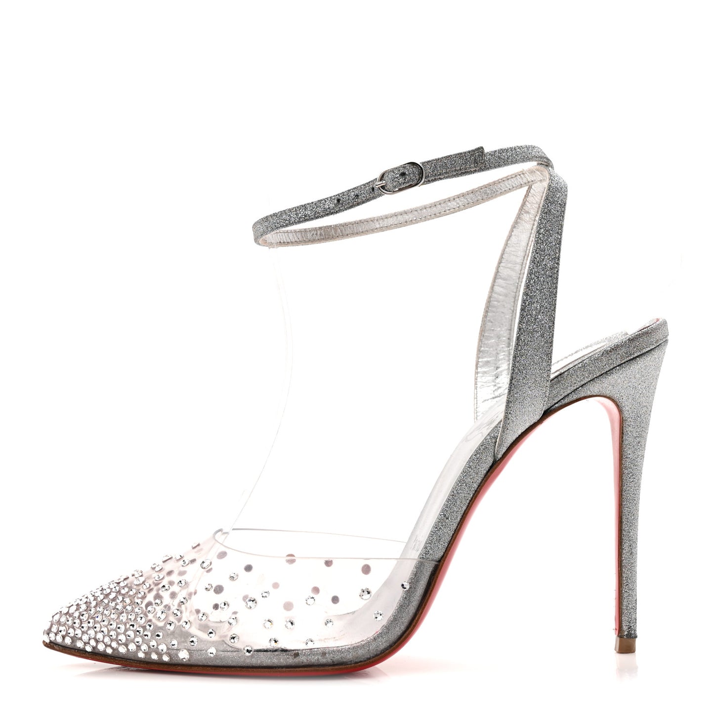 PVC Glittered Calfskin Spikaqueen 100 Pumps 37.5 Silver