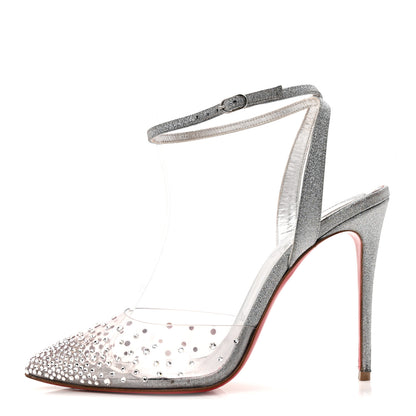 Christian Louboutin PVC Glittered Calfskin Spikaqueen 100 Pumps 37.5 Silver 1 of 8