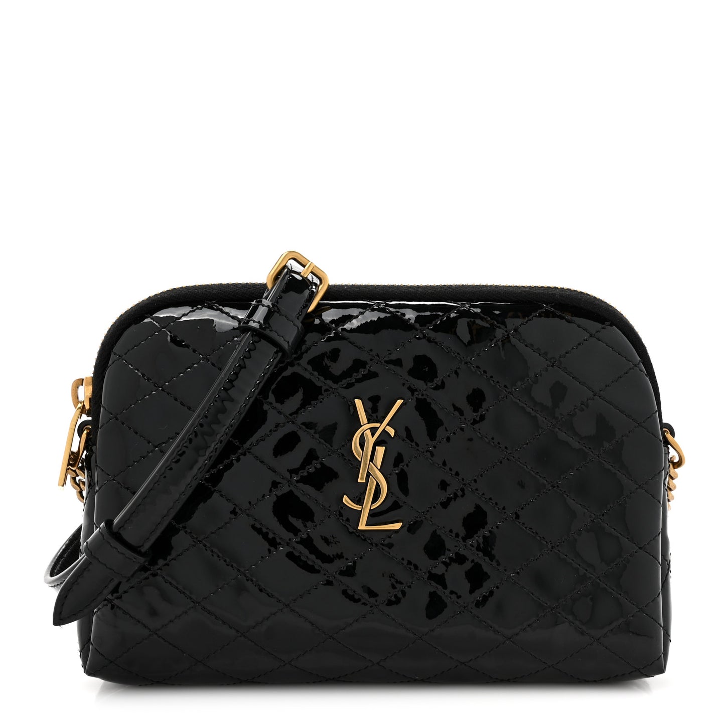 Lambskin Quilted Gaby Zipped Pouch Black