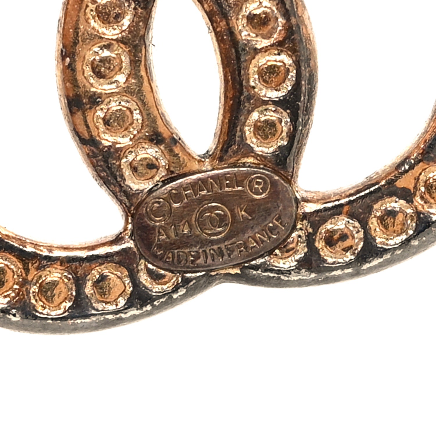 Chanel Crystal CC Earrings Light Gold 4 of 5