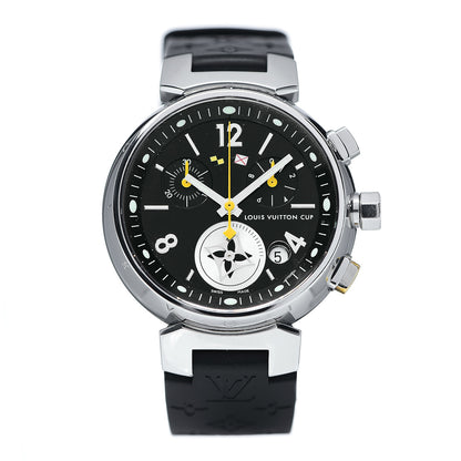 Louis Vuitton Stainless Steel Rubber 34mm Tambour Lovely Cup Quartz Watch Black 1 of 6