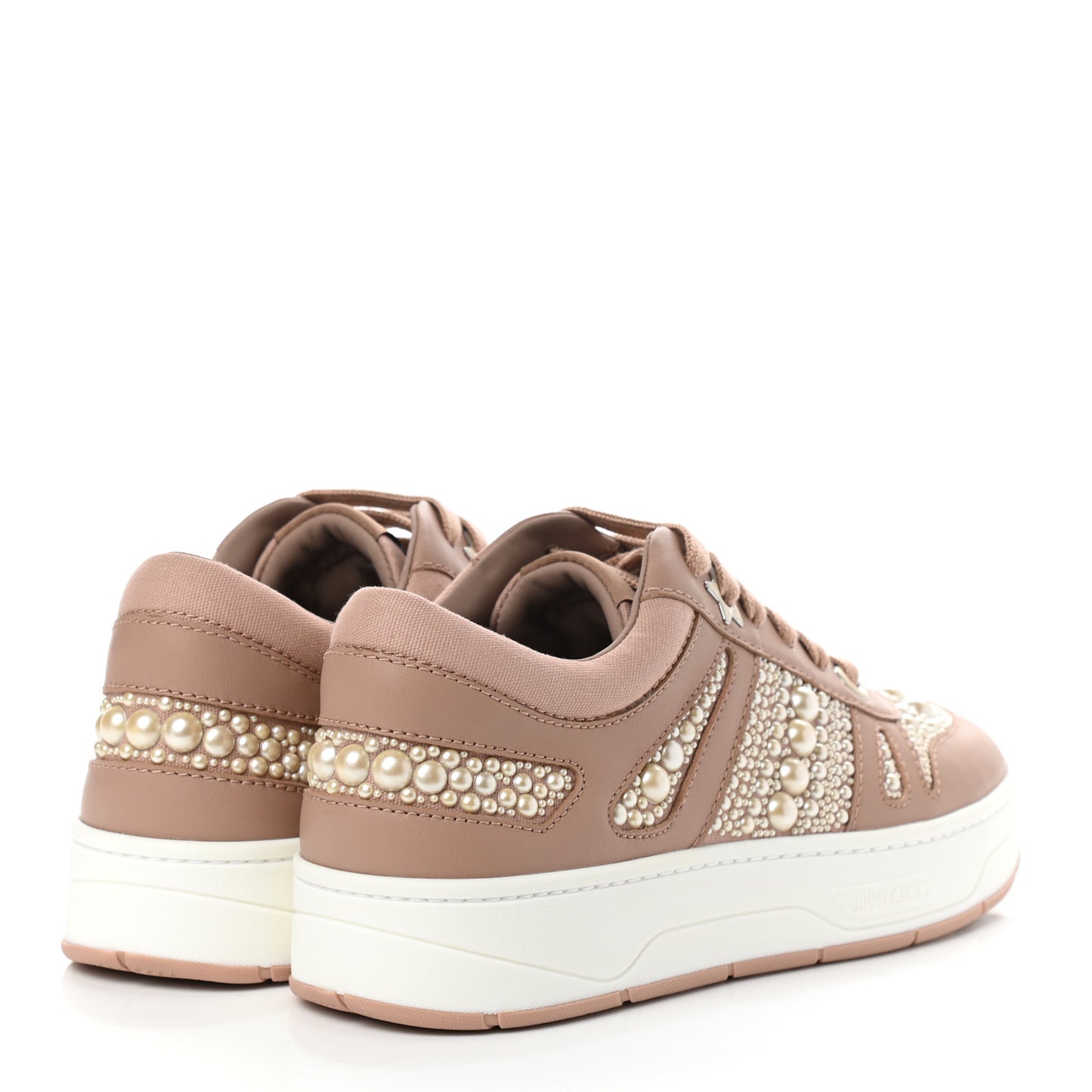 Calfskin Pearl Embellished Hawaii Flatform Sneakers 38 Ballet Pink
