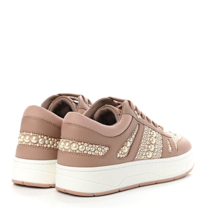 Jimmy Choo Calfskin Pearl Embellished Hawaii Flatform Sneakers 38 Ballet Pink 4 of 6
