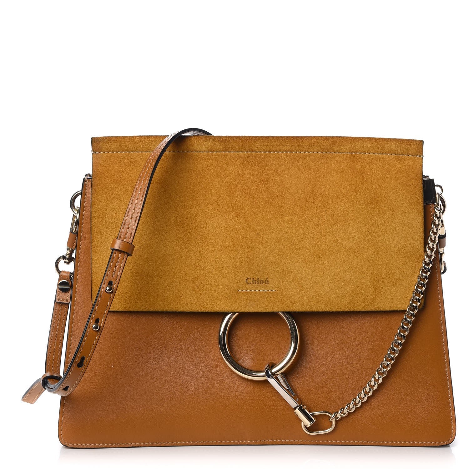 Chloe Suede Calfskin Medium Faye Shoulder Bag Mustard Brown 1 of 15
