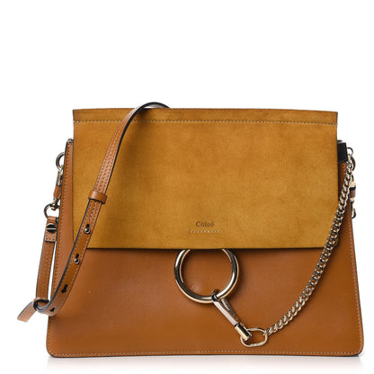 Chloe Suede Calfskin Medium Faye Shoulder Bag Mustard Brown 1 of 15
