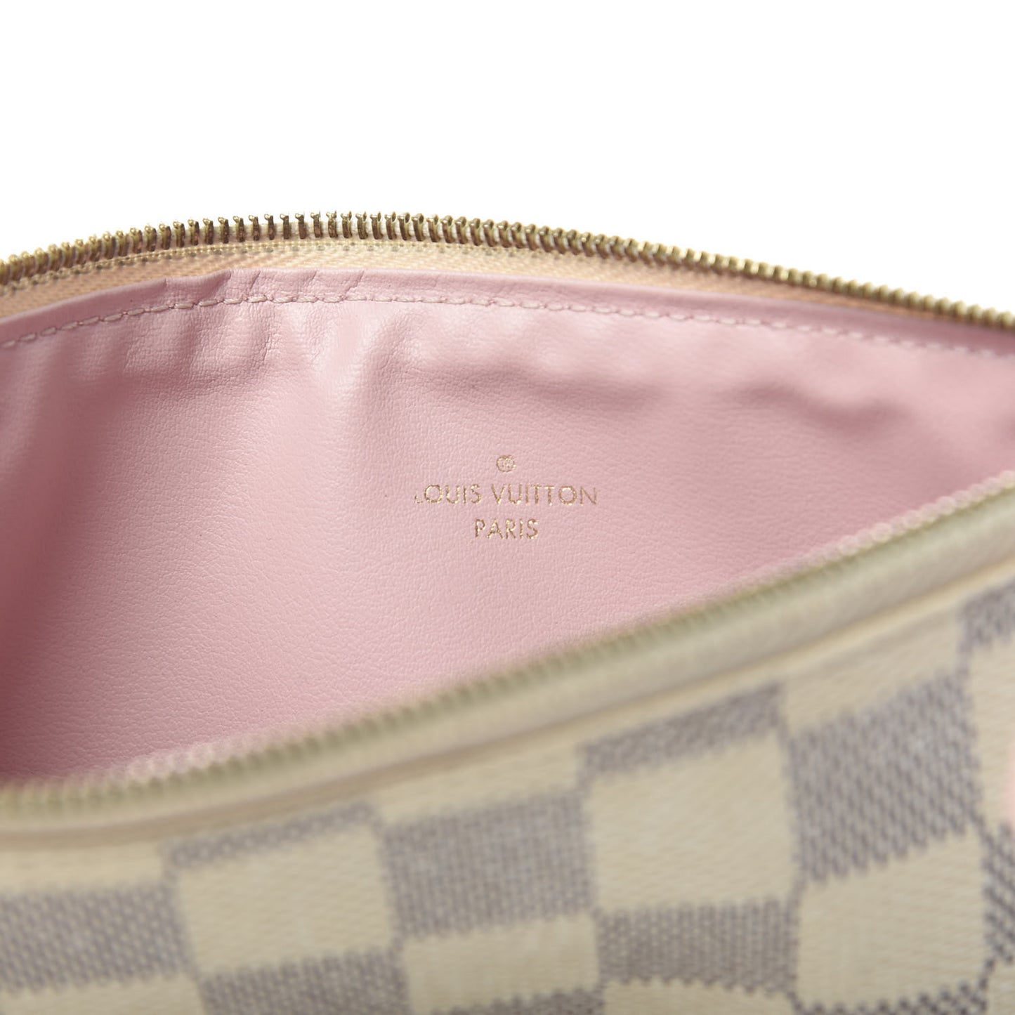 Damier Azur Felicie Chain Wallet Zippered Insert Rose Ballerine
