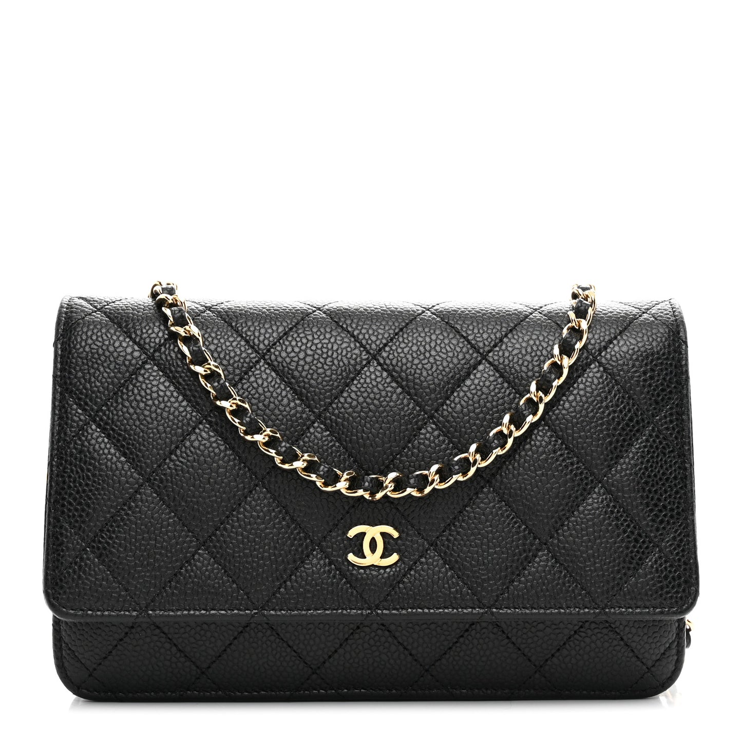 Caviar Quilted Wallet on Chain WOC Black