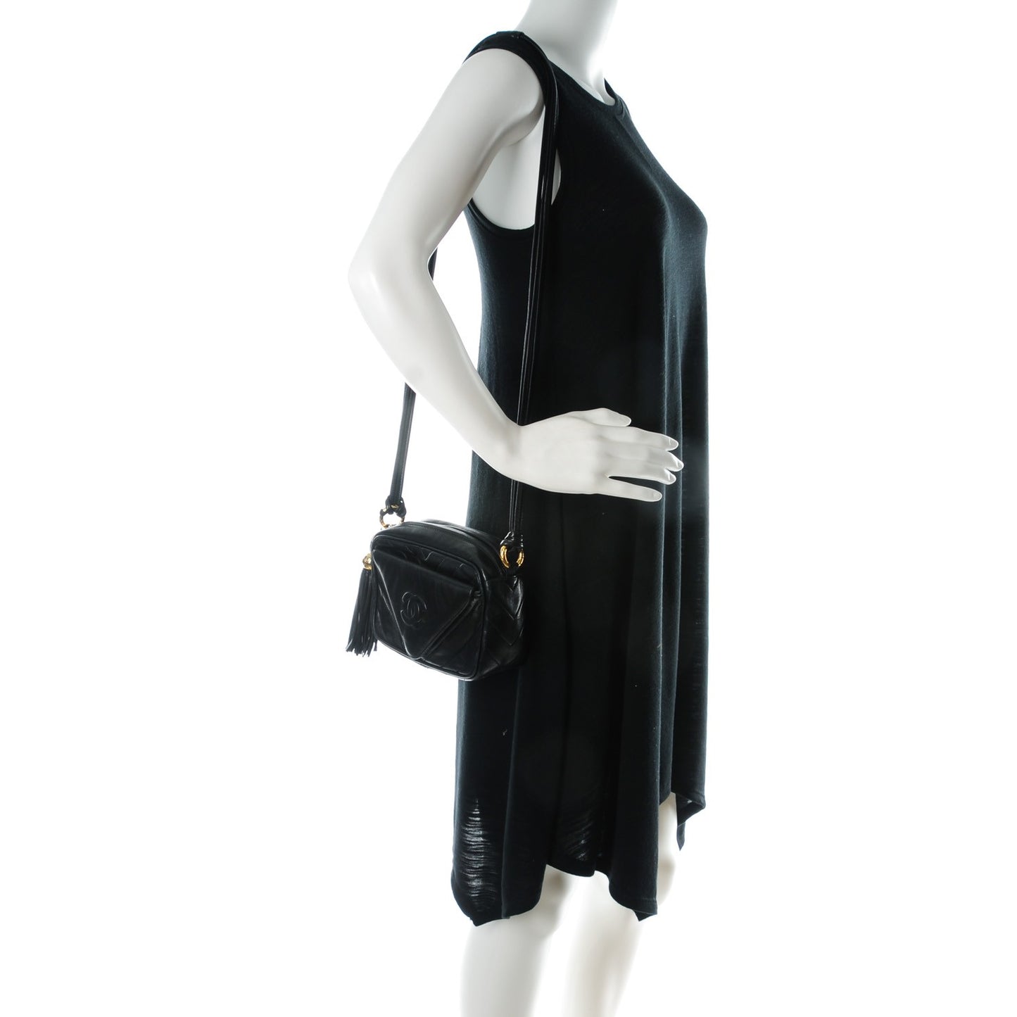 Lambskin Chevron Camera Bag Black