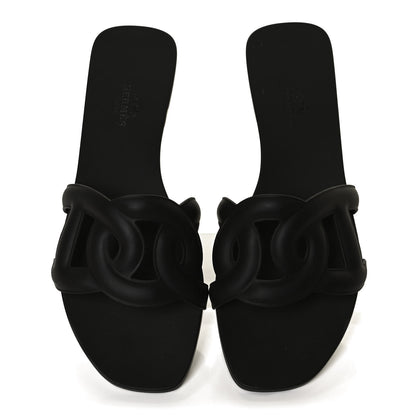 Hermes Rubber Aloha Sandals 37 Black 5 of 11