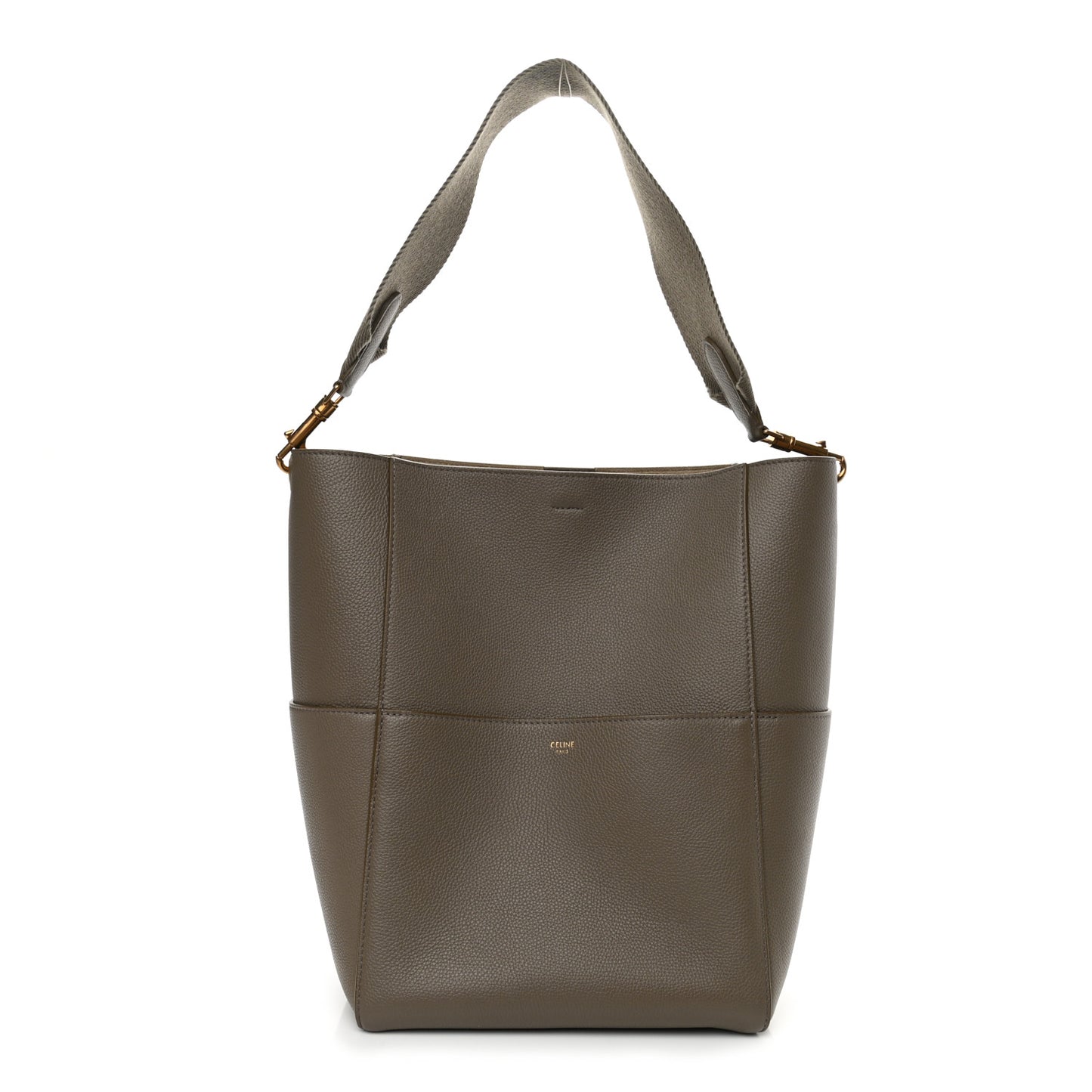 Soft Grained Calfskin Sangle Bucket Bag Taupe