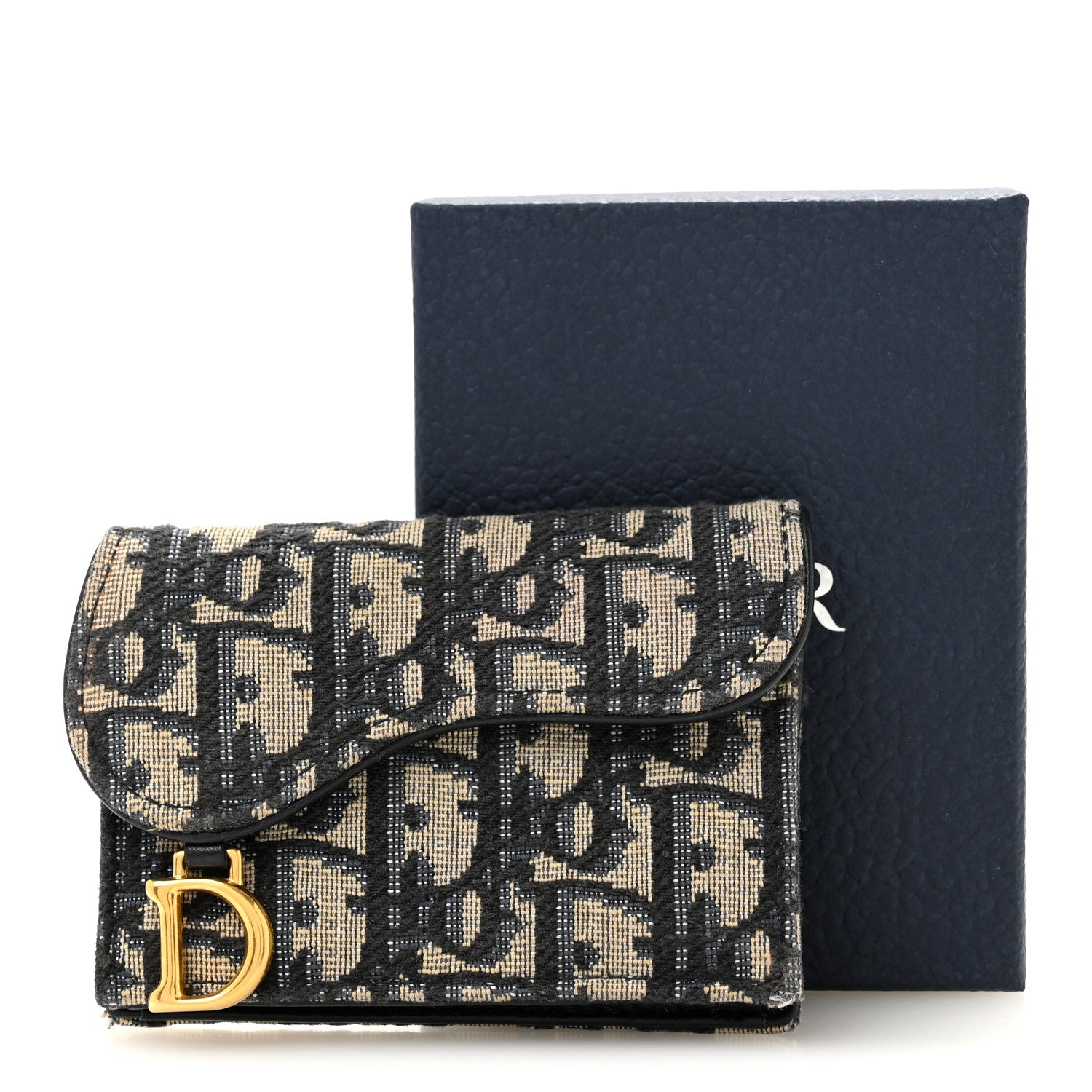 Christian Dior Oblique Saddle Card Holder Blue 11 of 11