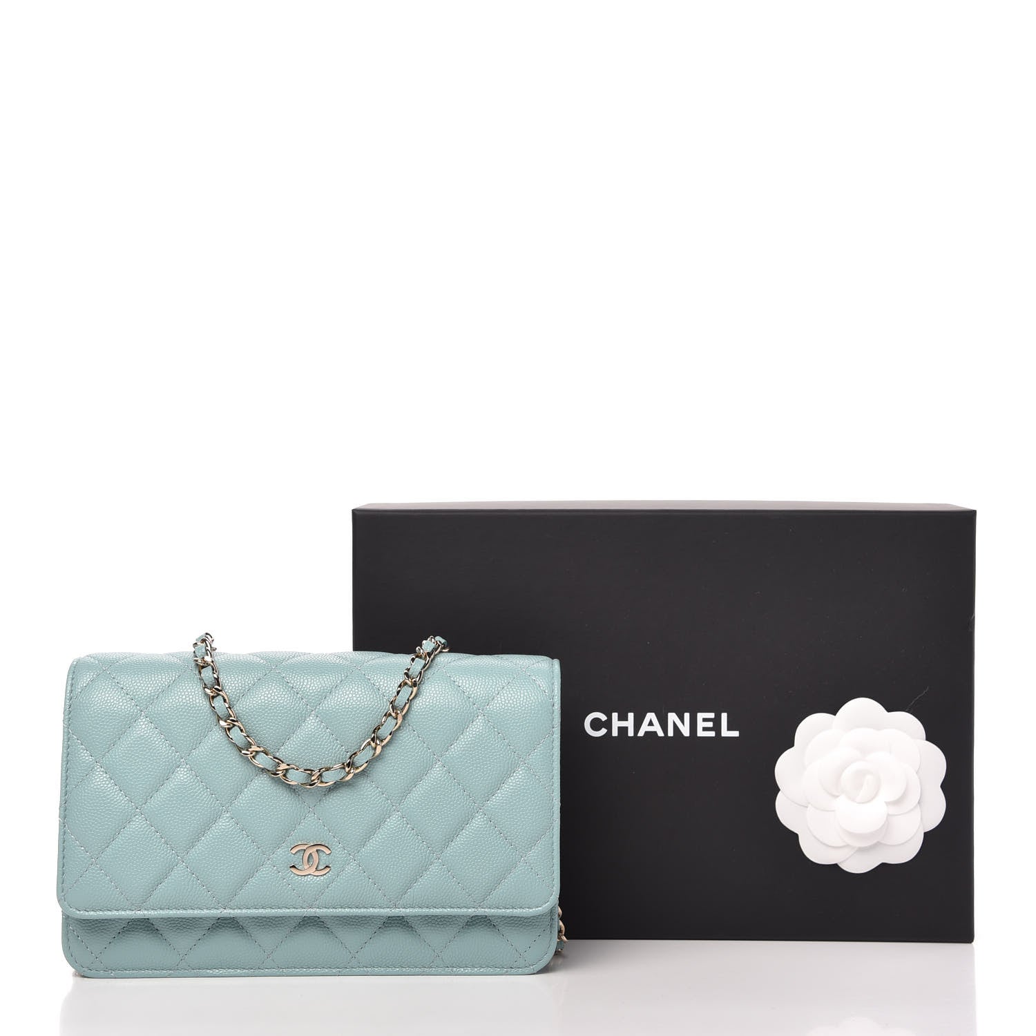 Chanel Caviar Quilted Wallet On Chain WOC Light Blue 12 of 12