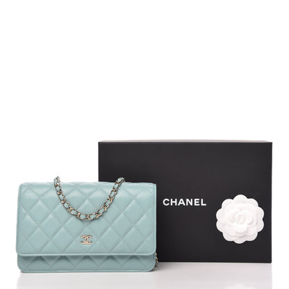 Chanel Caviar Quilted Wallet On Chain WOC Light Blue 12 of 12