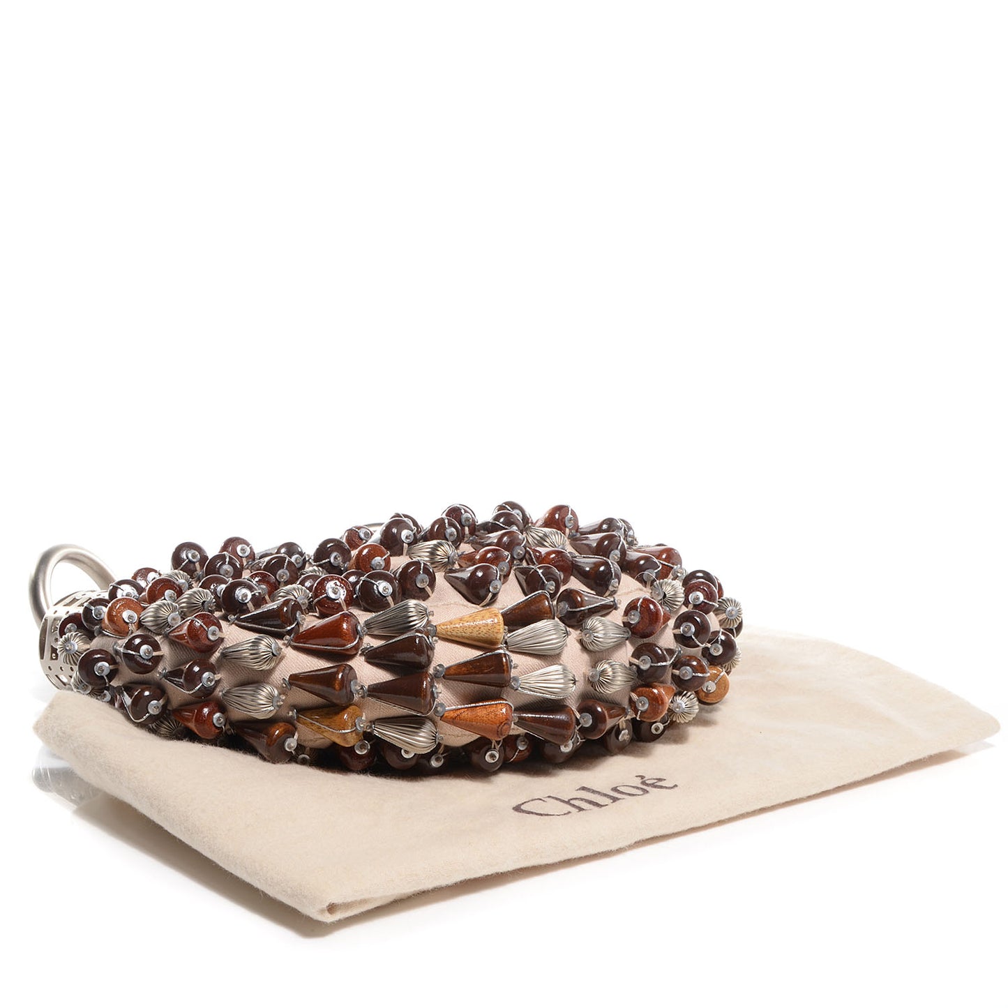 Wood Beaded Bracelet Bag Beige