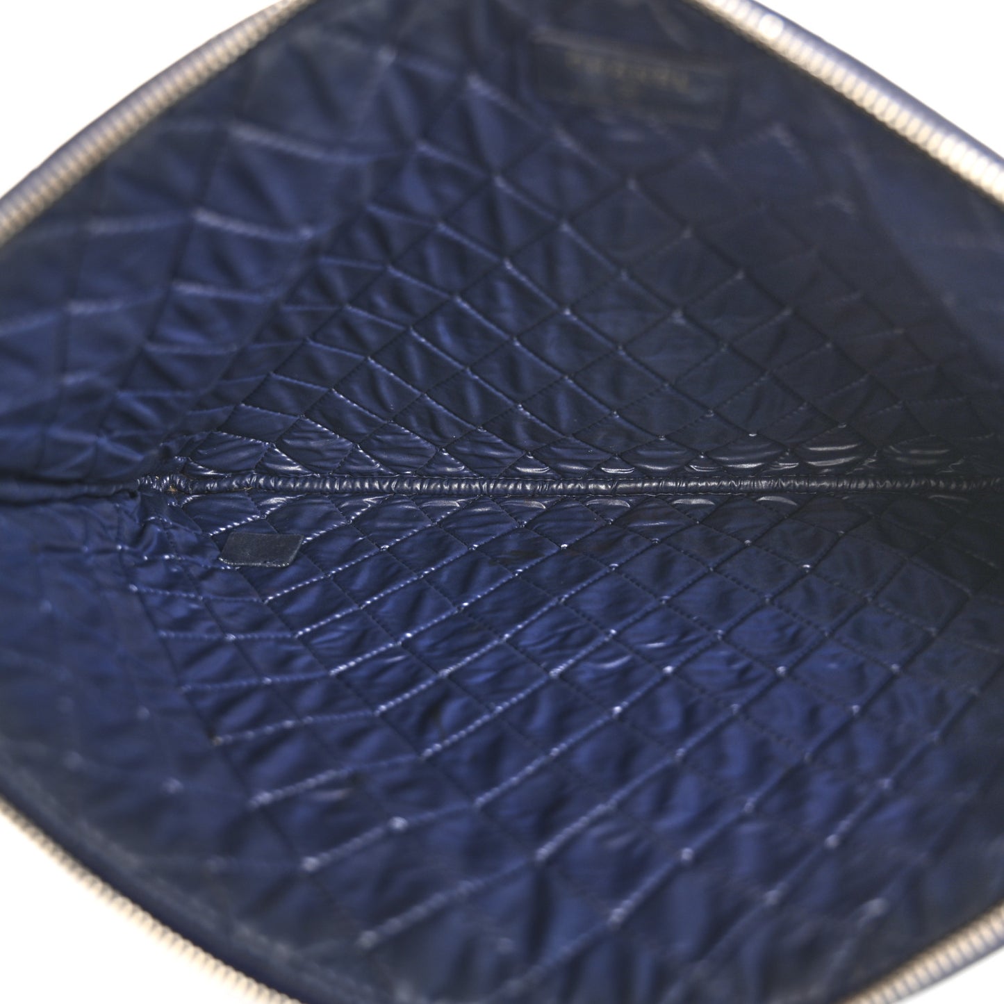 Lambskin Quilted Casino Beauty CC Cosmetic Case Navy
