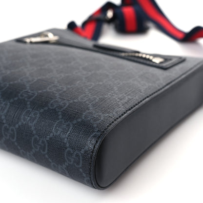 Gucci GG Supreme Monogram Web Small Flat Messenger Bag Black Grey 9 of 10