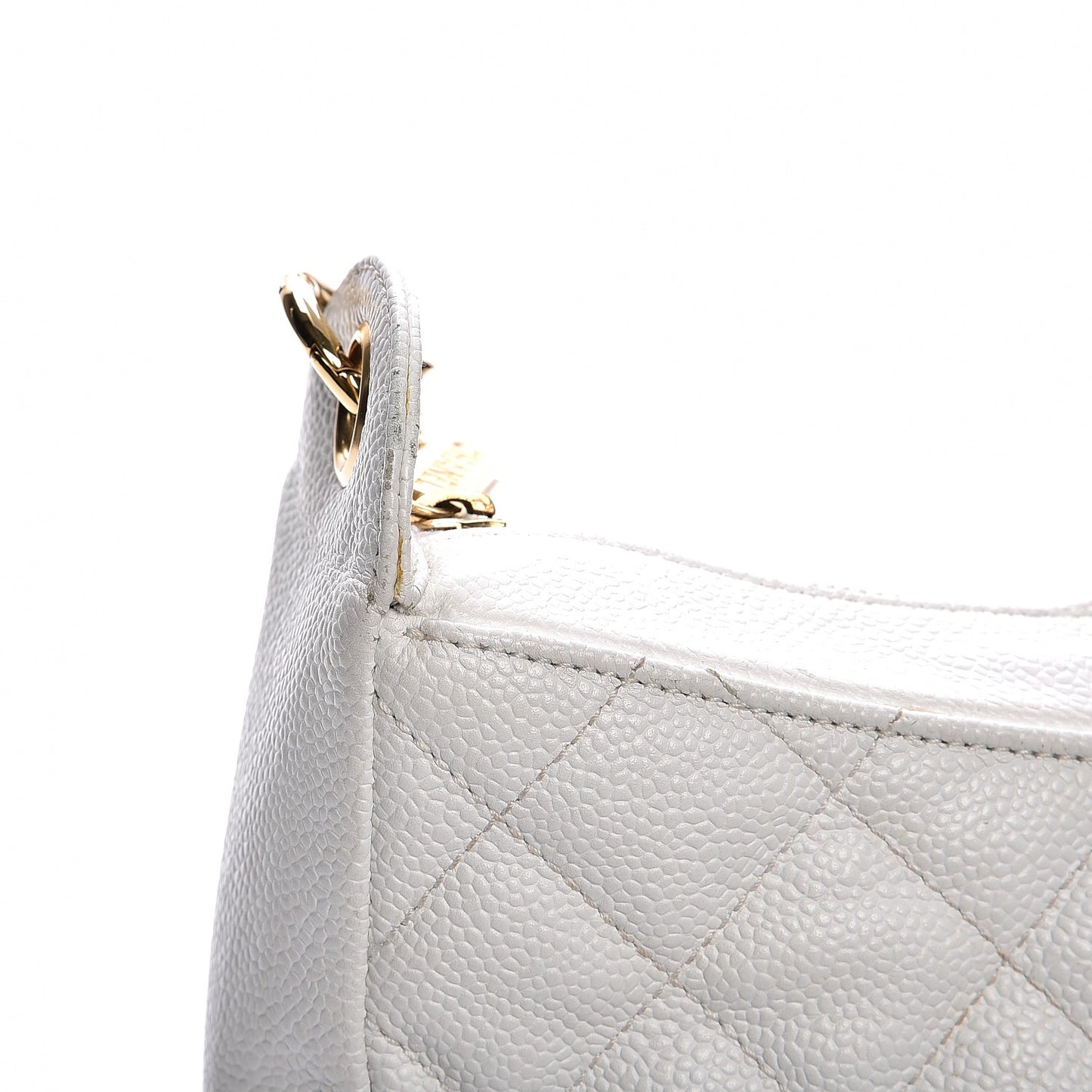 Caviar Quilted Hobo White