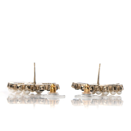 Chanel Crystal Pearl CC Dazzling Domino Earrings Gold Black 3 of 4
