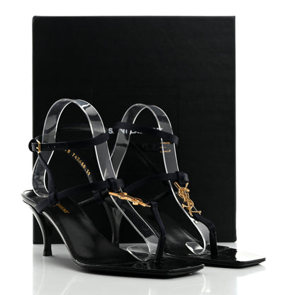 Saint Laurent Crepe Satin Cassandra 60 Sandals 39 Patriot Navy 9 of 9