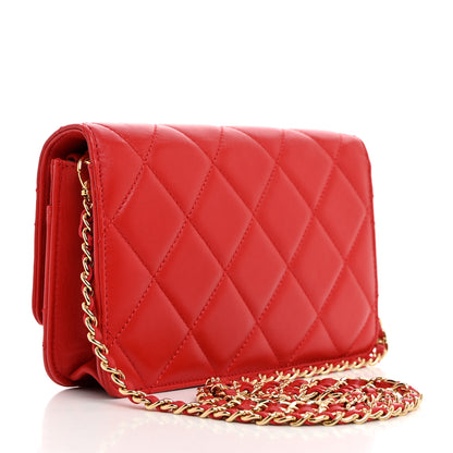 Chanel Lambskin Quilted Golden Class Wallet on Chain WOC Red 2 of 10