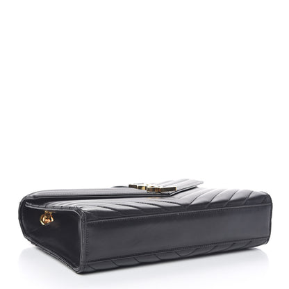Saint Laurent Lambskin Matelasse Chevron Medium Monogram Satchel Black 4 of 10
