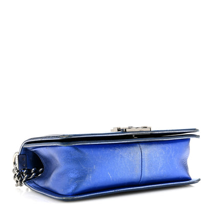 Chanel Metallic Patent Quilted Medium Boy Flap Blue 4 of 15