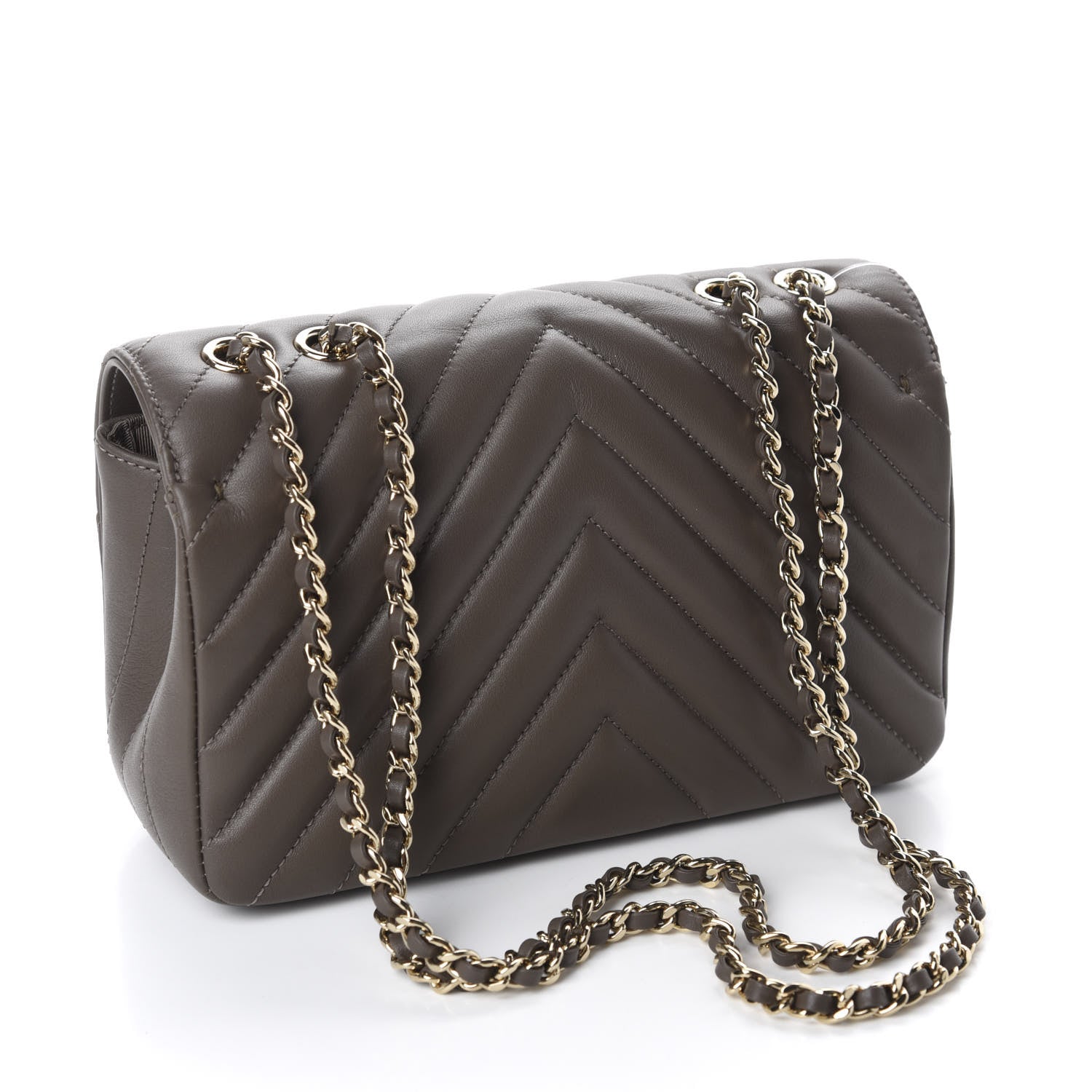 Chanel Calfskin Chevron Quilted Small Statement Flap Khaki 3 of 11