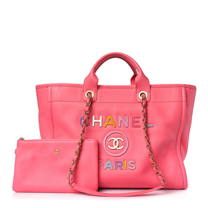 Chanel Calfskin Medium Deauville Tote Coral Pink 1 of 13