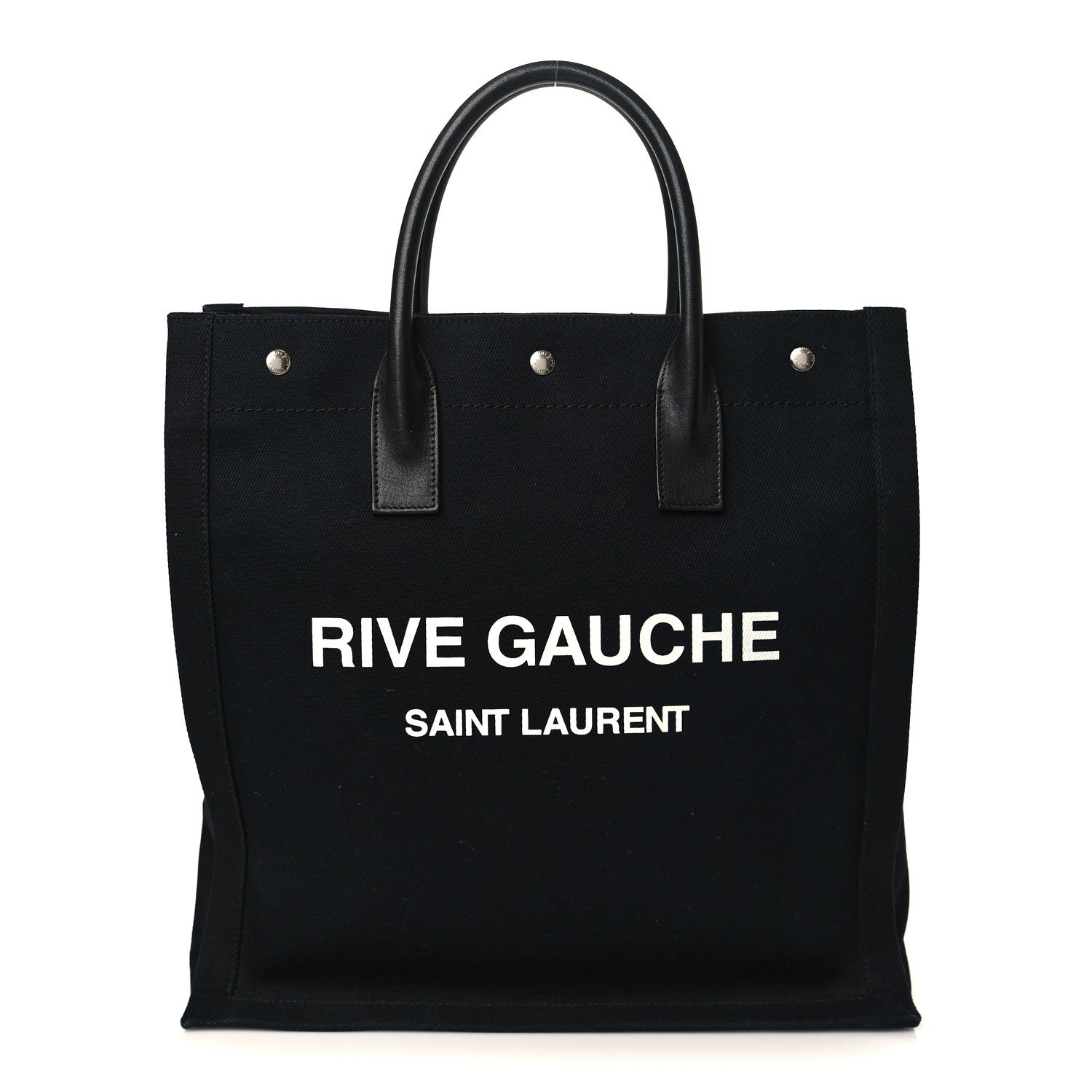 Saint Laurent Linen Calfskin Rive Gauche North South Tote Black 1 of 7