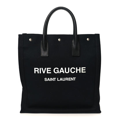 Saint Laurent Linen Calfskin Rive Gauche North South Tote Black 1 of 7