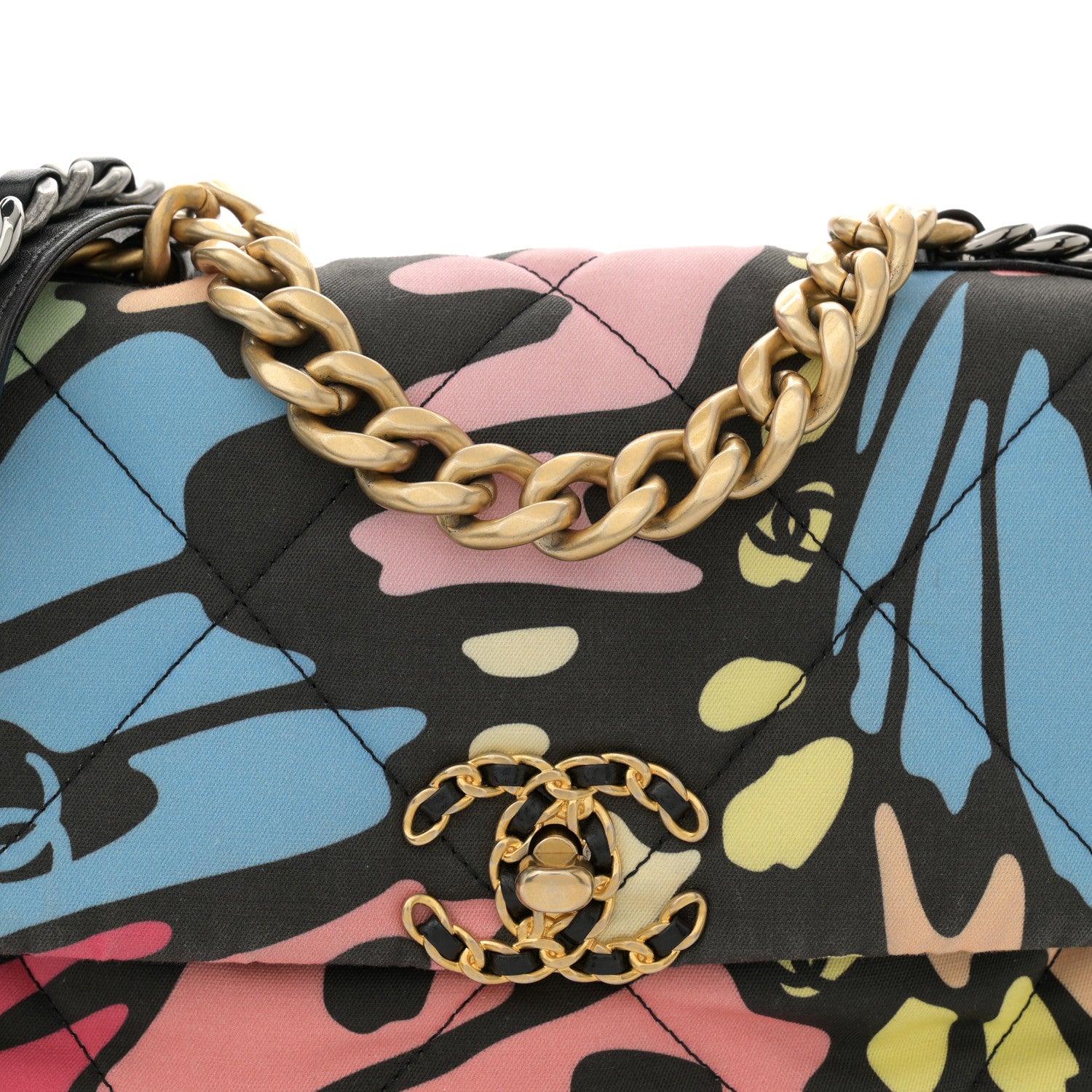 Chanel Canvas Printed CC Quilted Medium Chanel 19 Multicolor 8 of 10