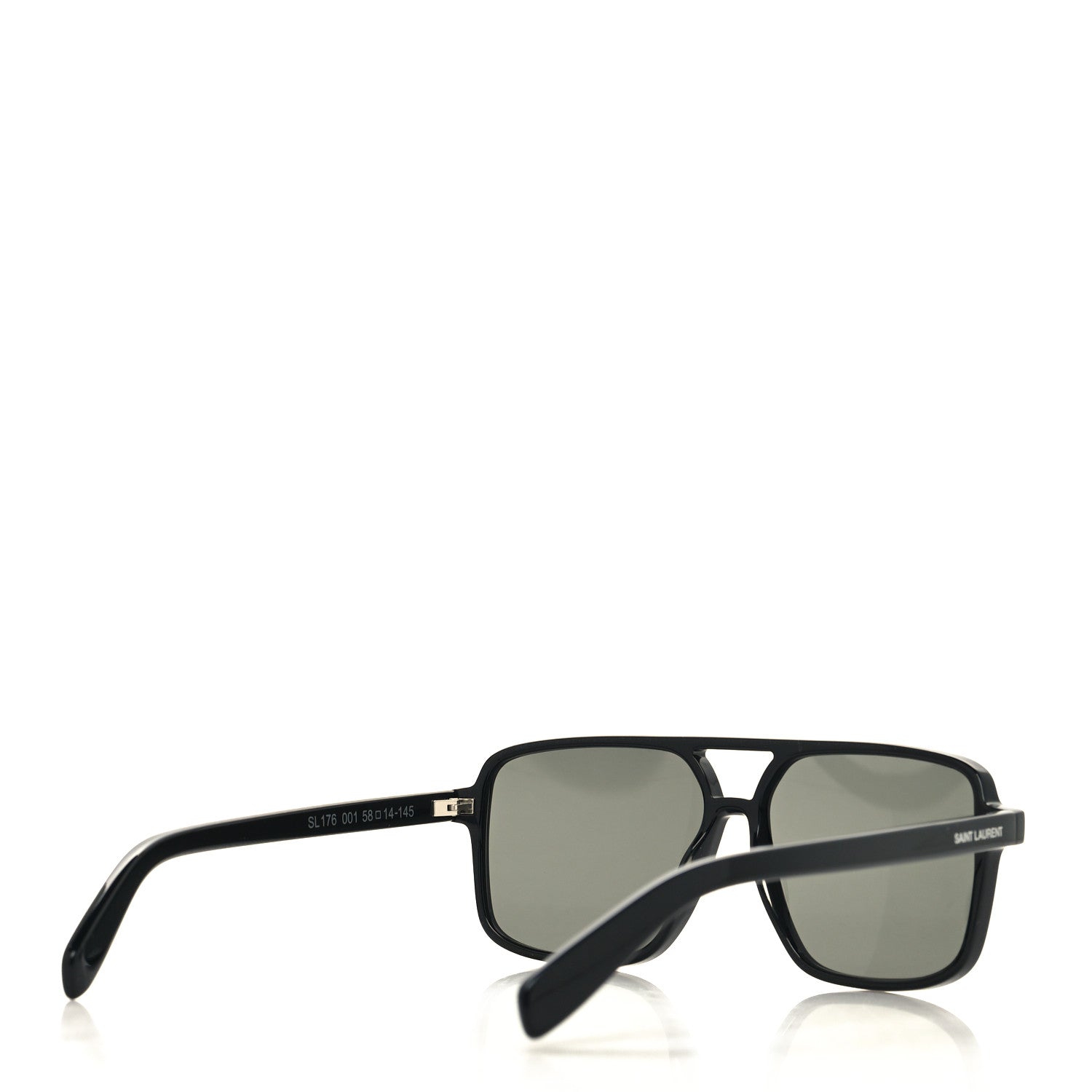 Saint Laurent Acetate Brow Bar Aviator Sunglasses SL176 Black 4 of 8