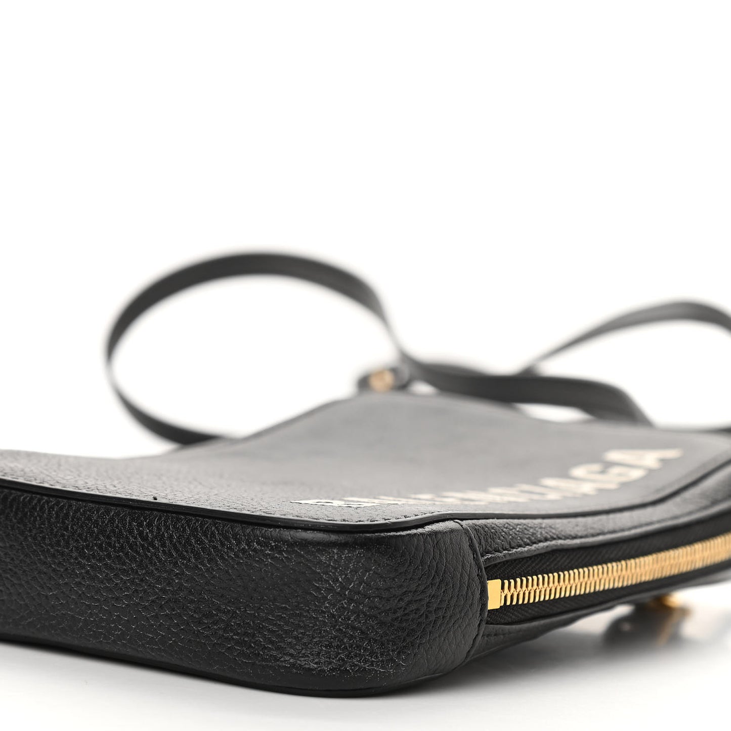Grained Calfskin Logo Cash Phone Holder Bag Black White