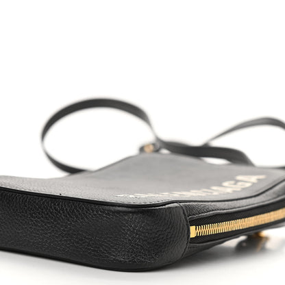 Balenciaga Grained Calfskin Logo Cash Phone Holder Bag Black White 11 of 11