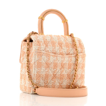 Chanel Tweed Handle Crush Top Handle Flap Bag Orange Ecru 2 of 13