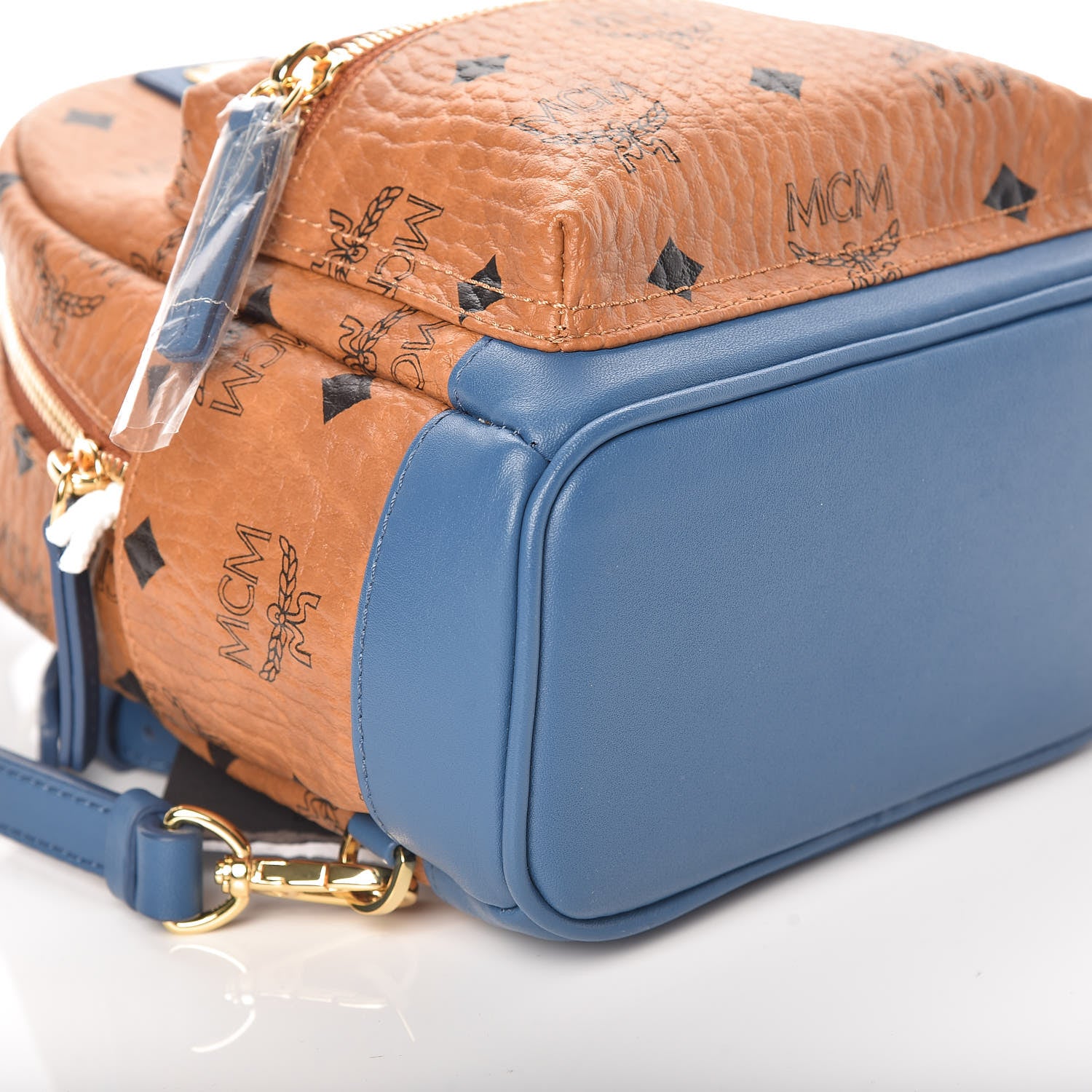 MCM Visetos X-Mini Stark Backpack Cognac Blue 5 of 9