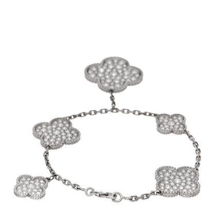Van Cleef & Arpels VAN CLEEF & ARPELS 18K White Gold Diamond 5 Motifs Magic Alhambra Bracelet 2 of 4