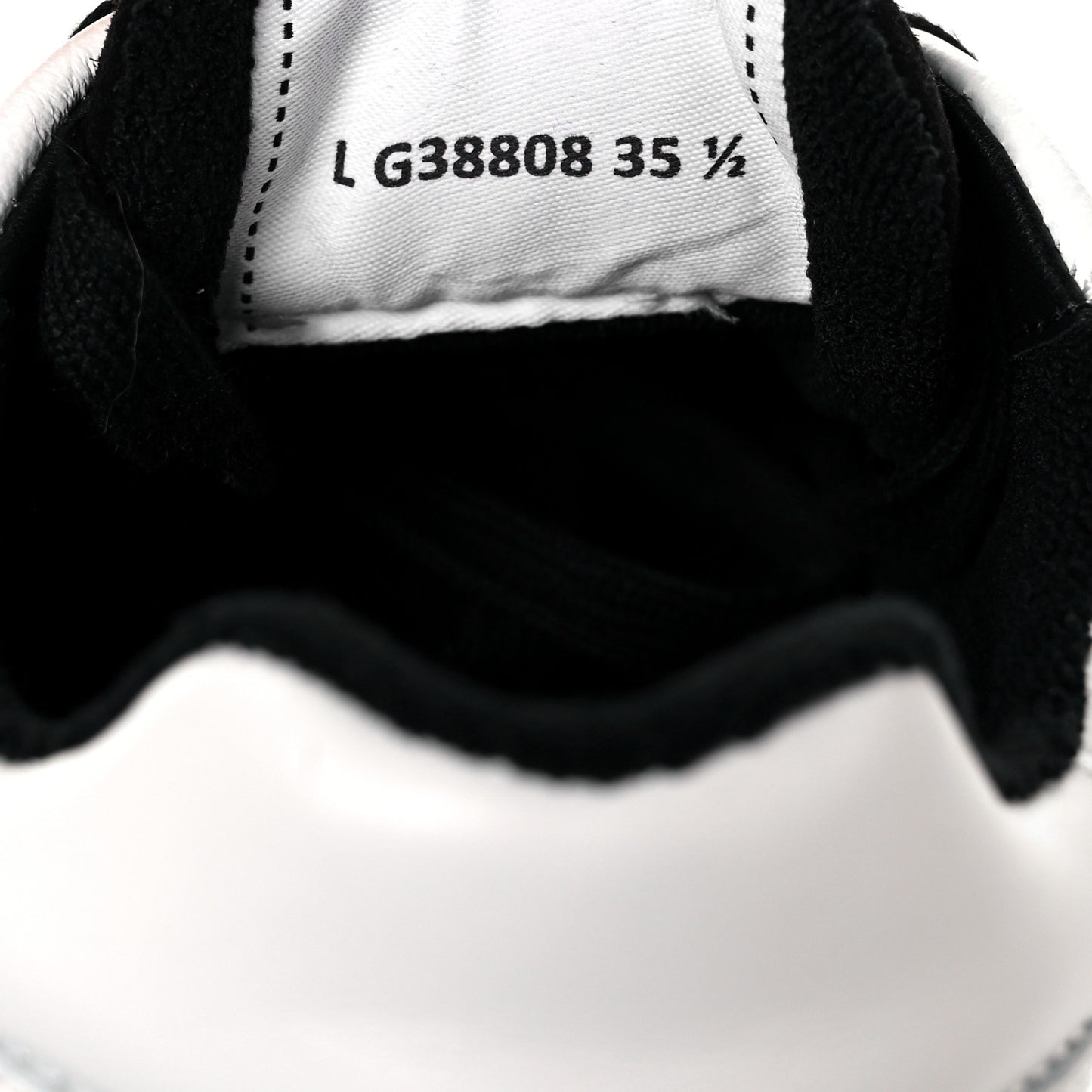 Grained Calfskin Fabric Womens Logo Sneakers 35.5 White Black