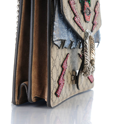 Gucci GG Supreme Monogram Lightning Embroidered Medium Dionysus Shoulder Bag Beige 8 of 11