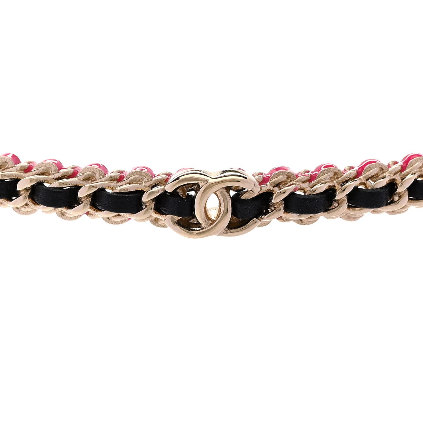 Metal Lambskin CC Choker Necklace Black Pink Gold