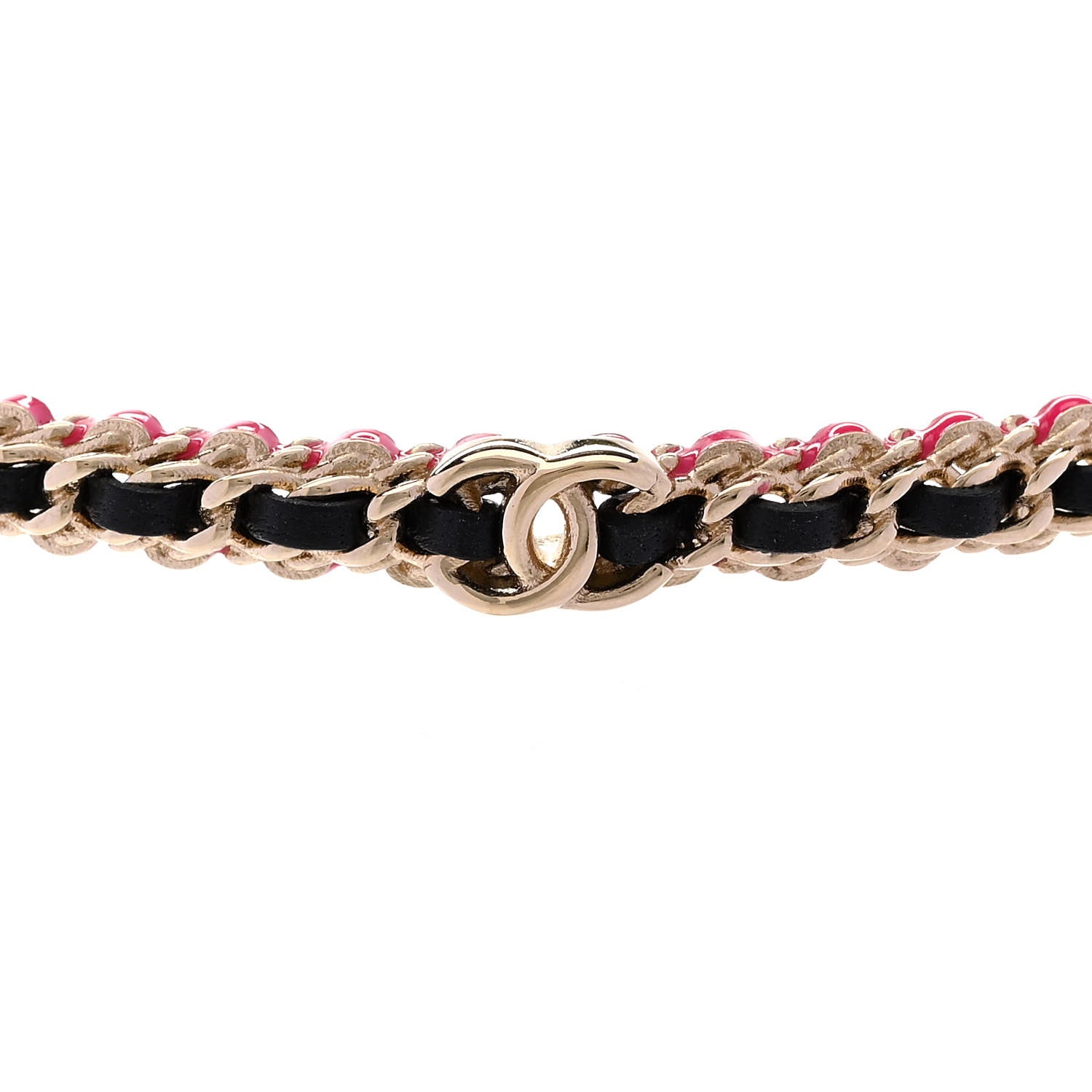 Chanel Metal Lambskin CC Choker Necklace Black Pink Gold 4 of 6