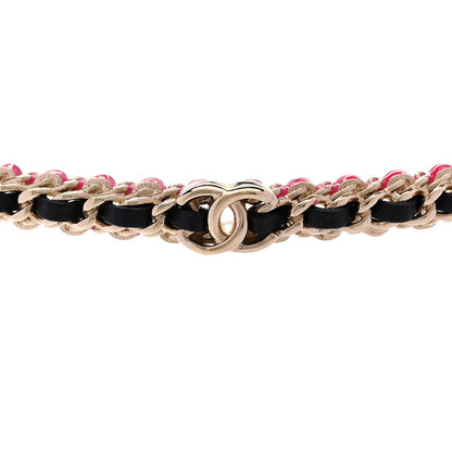 Chanel Metal Lambskin CC Choker Necklace Black Pink Gold 4 of 6