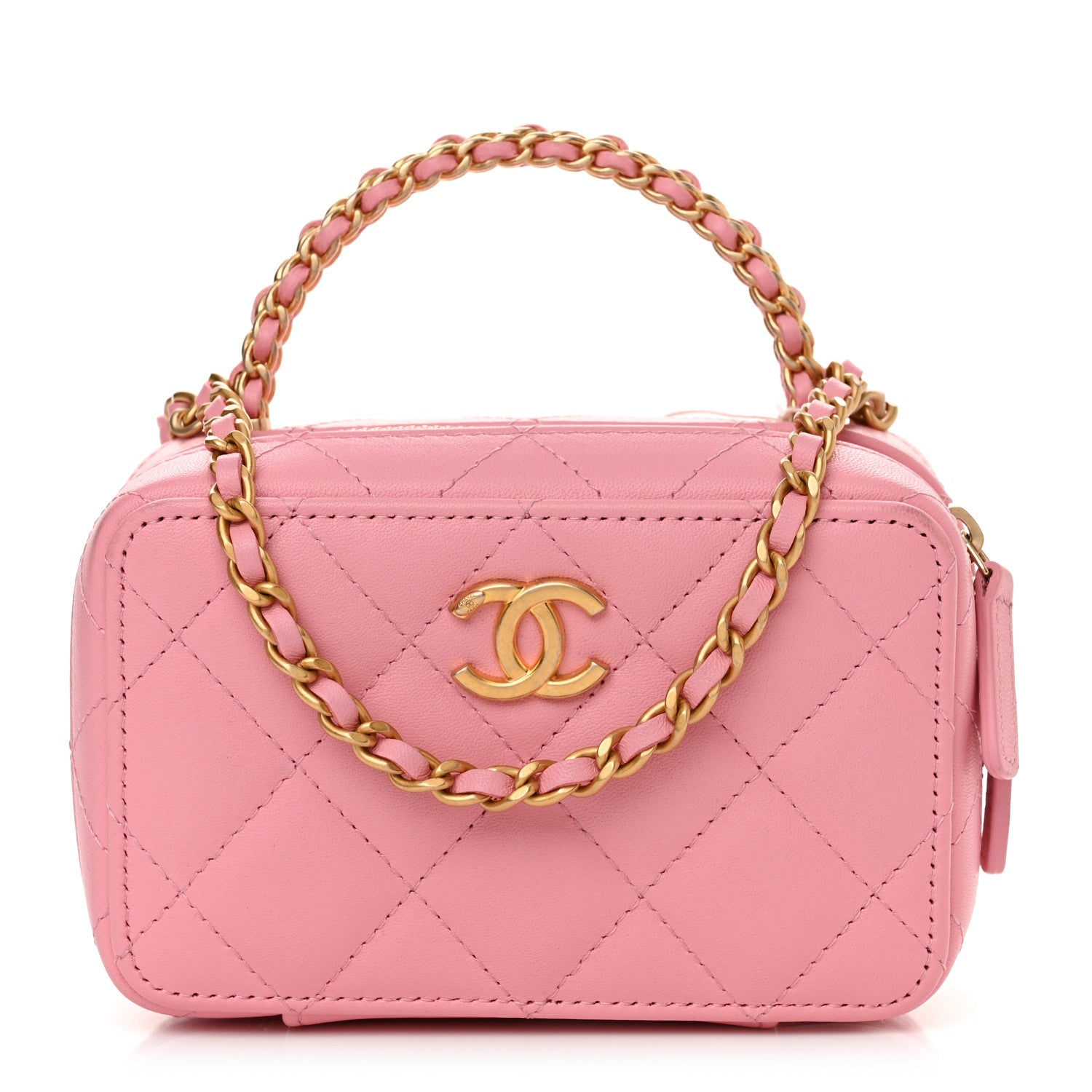 Chanel Lambskin Quilted Chain Top Handle Vanity Case Light Pink 1 of 11