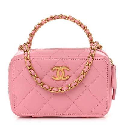 Chanel Lambskin Quilted Chain Top Handle Vanity Case Light Pink 1 of 11