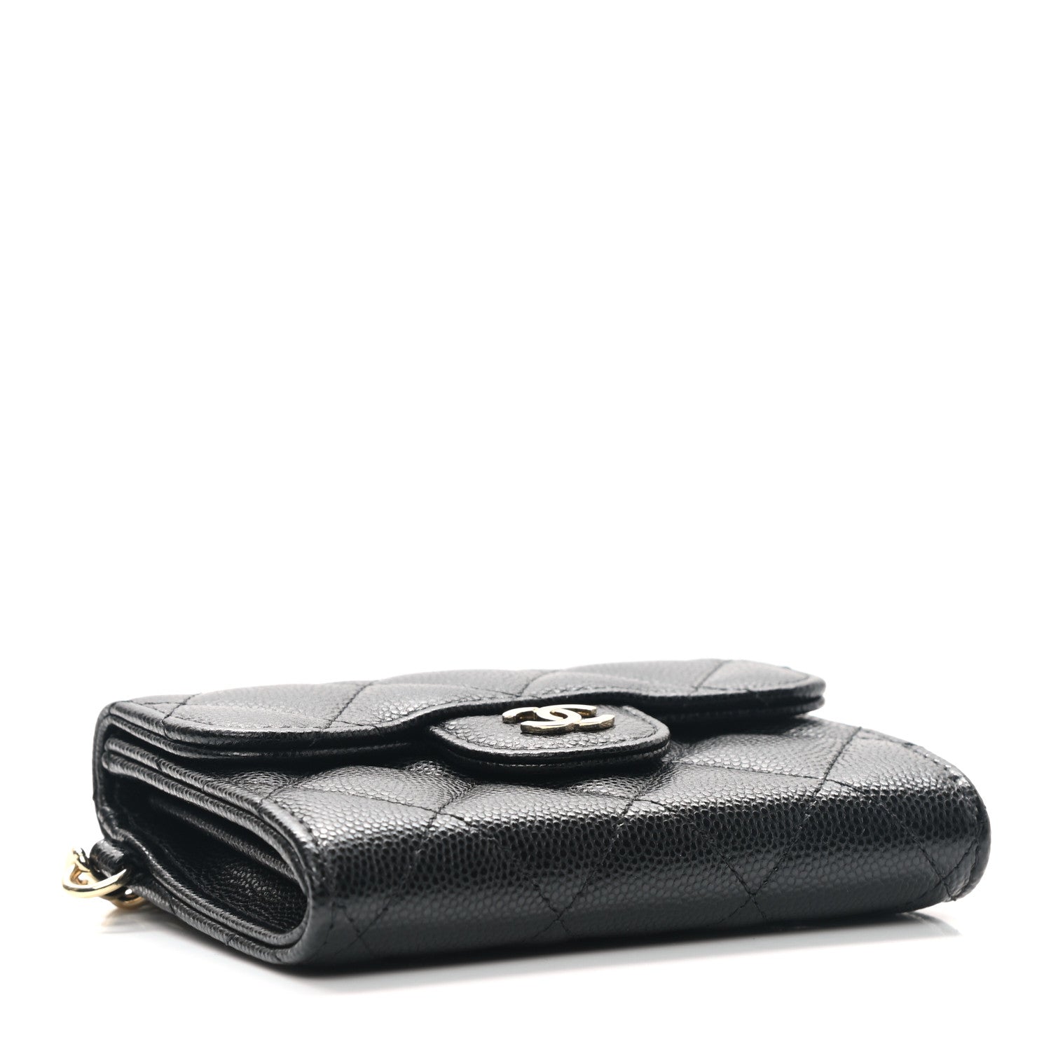 Chanel Caviar Quilted Flap Card Holder Chain Wristlet Black 4 of 8